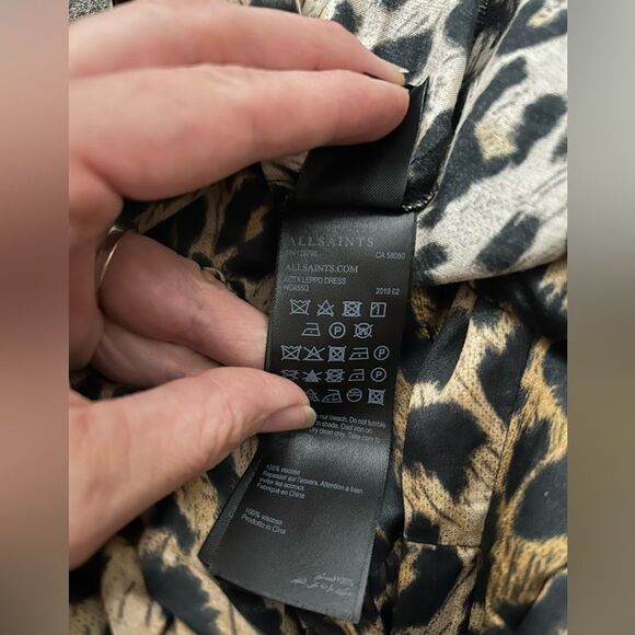 🎀 All saints satin kota leppo animal print dress xs Euc - Picture 5 of 16